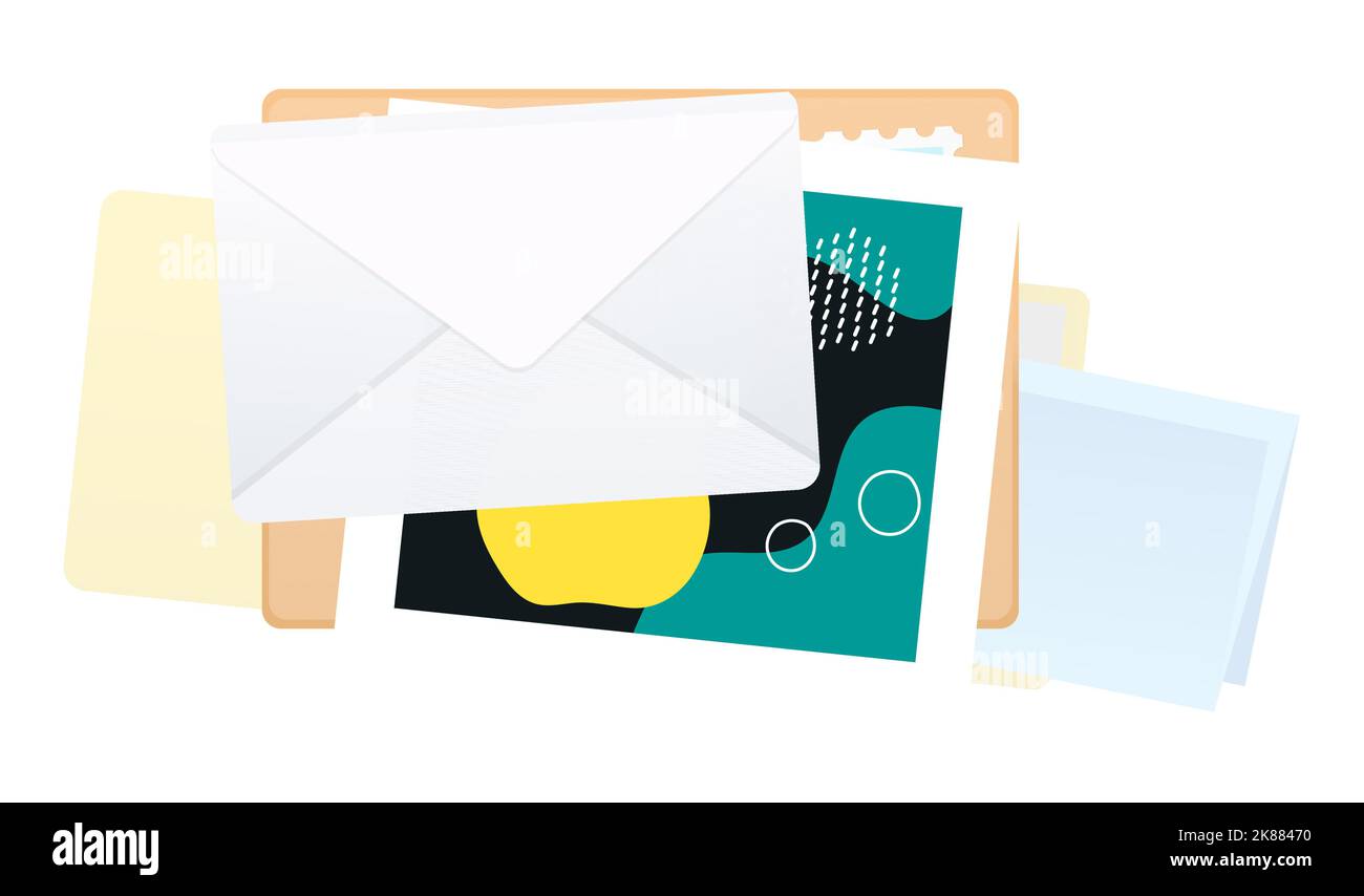 Set of envelopes and postcards modern flat design style single