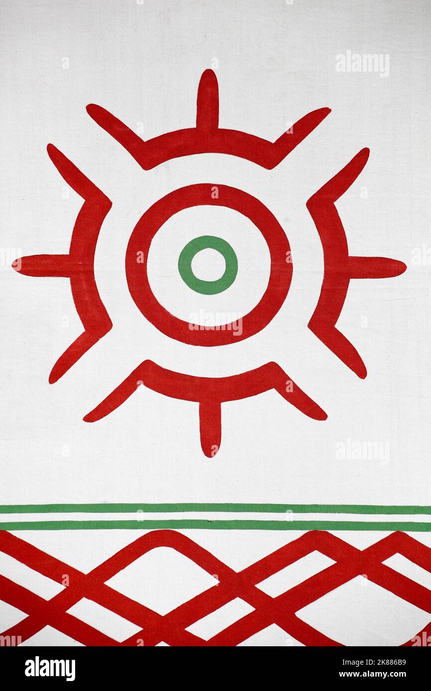 Viking motif on a tent Stock Photo