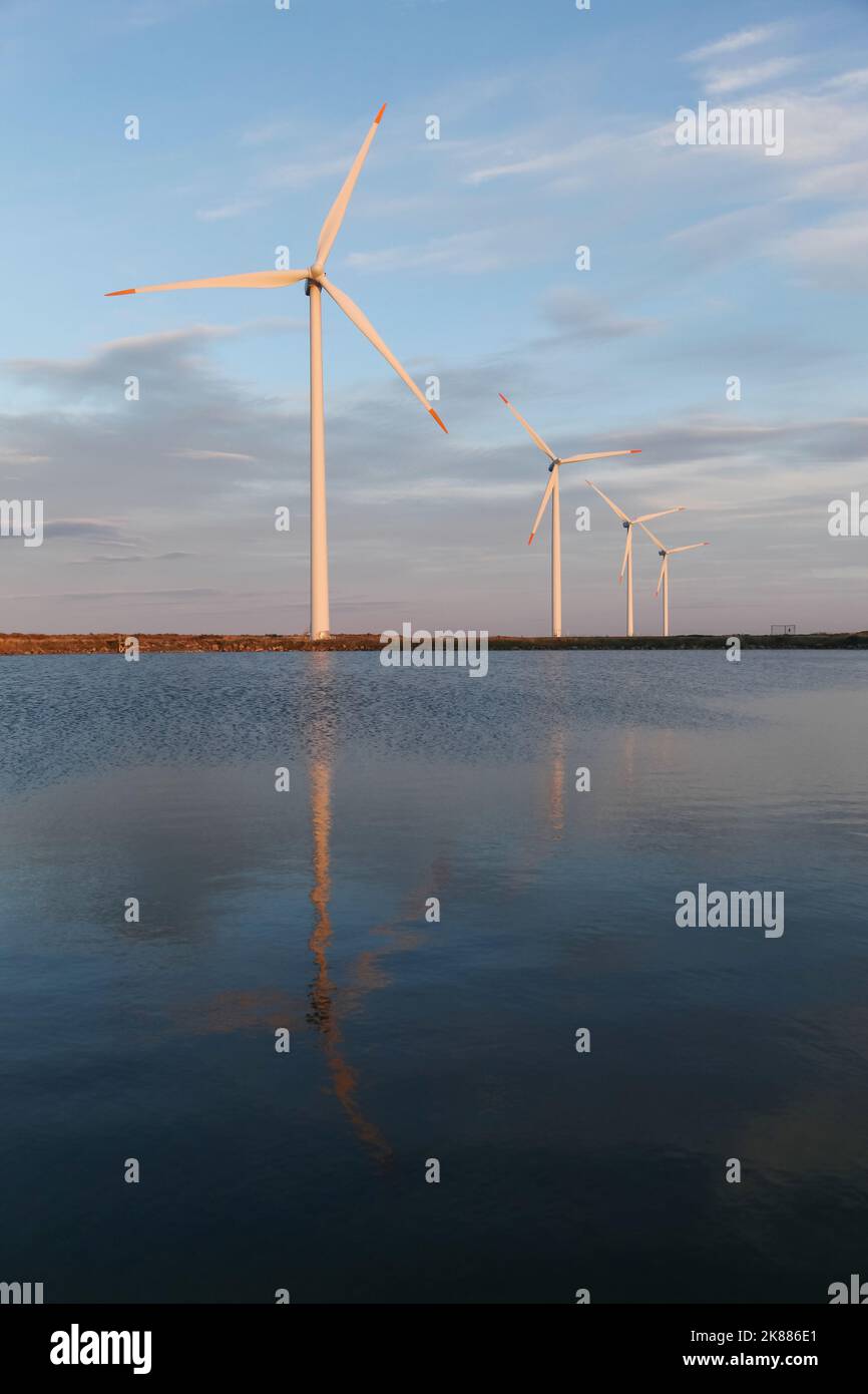Wind turbines for electric power production in Denmark Stock Photo Alamy