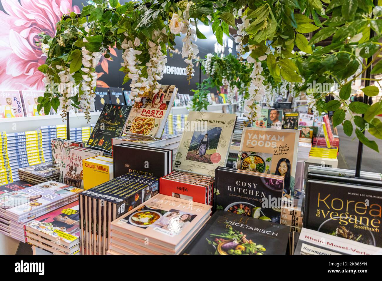 Frankfurt, Germany. 19th Oct, 2022. Frankfurt Book Fair, Frankfurter Buchmesse 2022: booth of publisher EMF (Edition Michael Fischer). Credit: Christian Lademann / LademannMedia Stock Photo