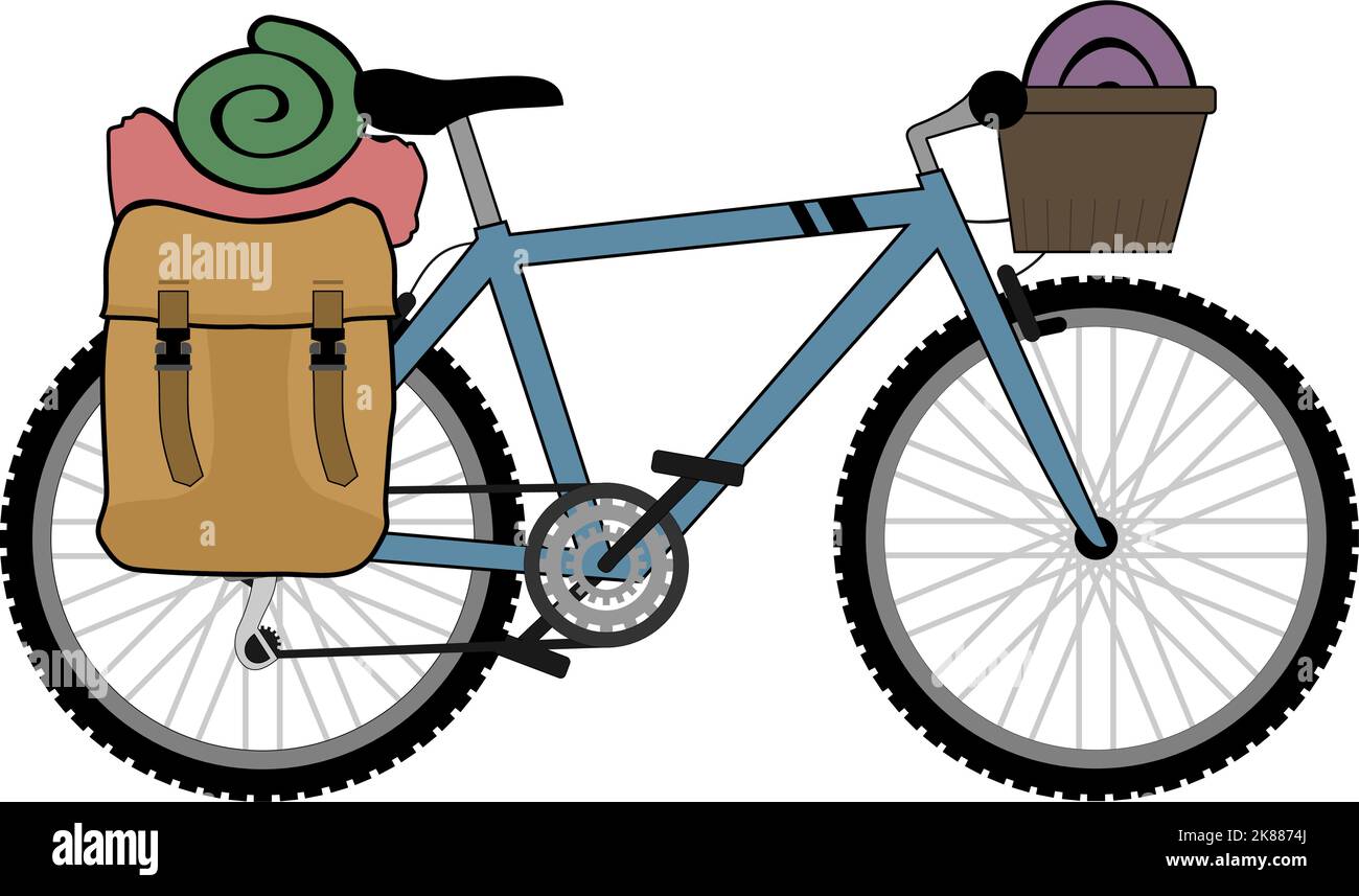 backpacker bicycle Stock Vector
