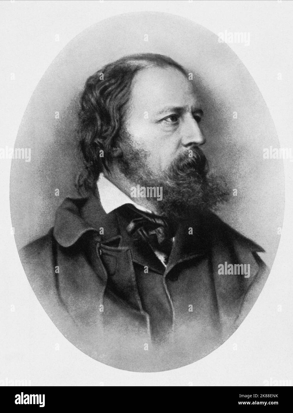 Alfred, Lord Tennyson  Poet  Alfred Tennyson / (1809-1862) Gezeichnet Von Arnault / Drawing By Annault 01 January 1855   **WARNING** This Photograph is for editorial use only and is the copyright of The Film Company and/or the Photographer assigned by the Film or Production Company and can only be reproduced by publications in conjunction with the promotion of the above Film. A Mandatory Credit To The Film Company is required. The Photographer should also be credited when known. No commercial use can be granted without written authority from the Film Company. Stock Photo
