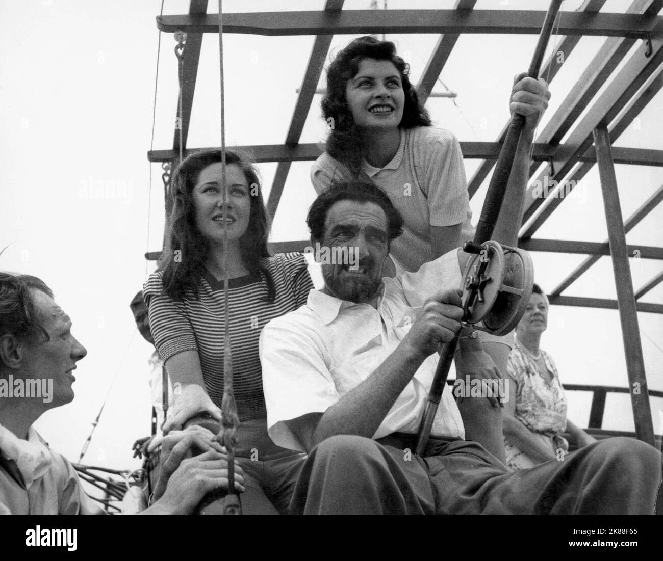 Noel Purcell & Women Actor Fishing 01 May 1949 **WARNING** This ...