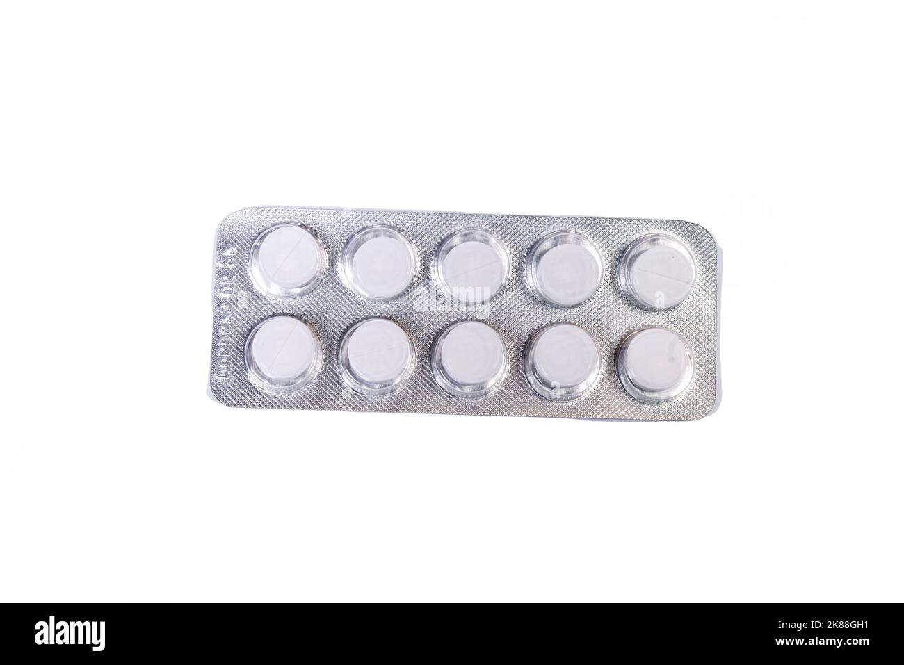 ?apsule pills in blister on a white background Stock Photo
