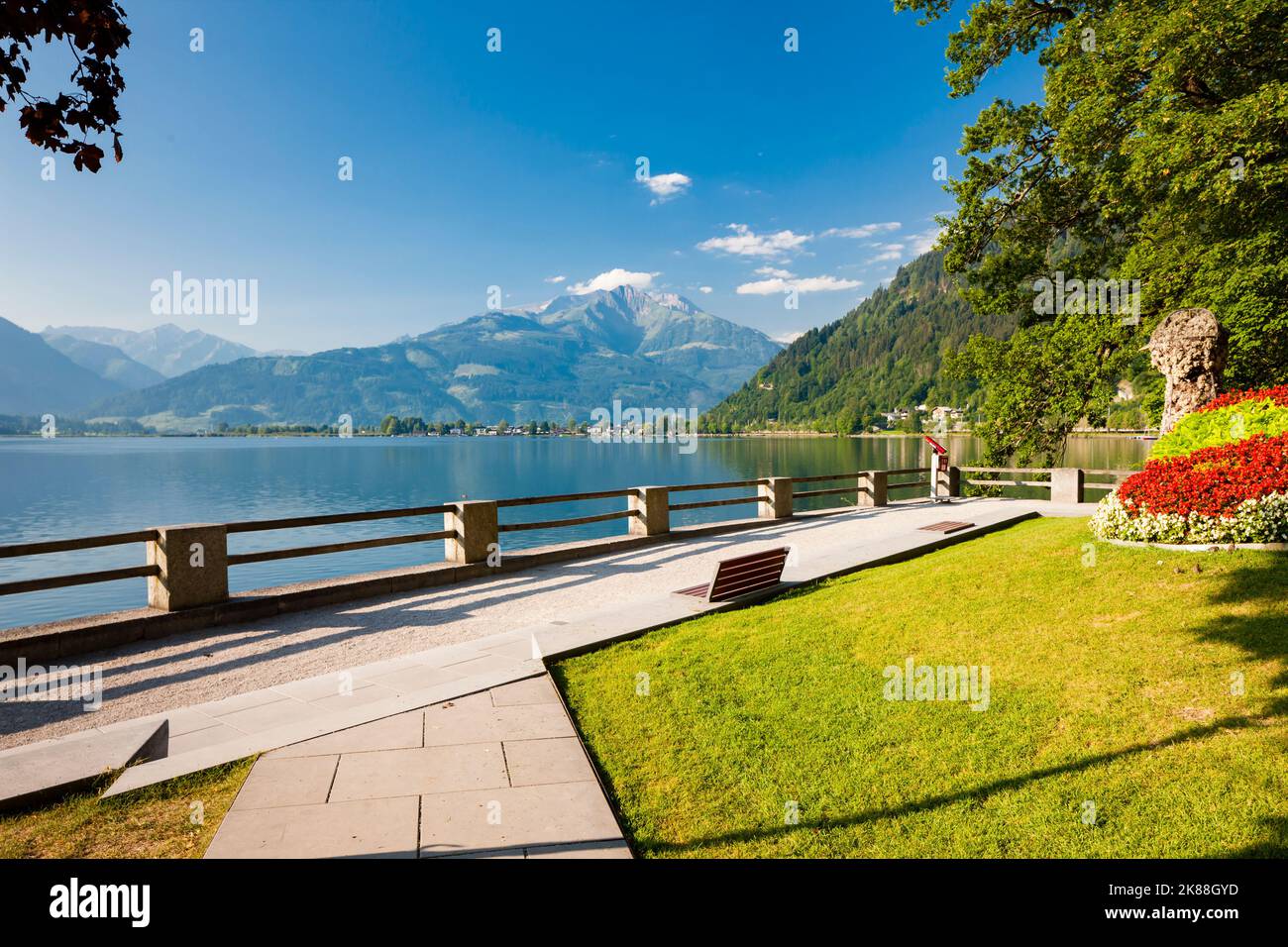 walk by Zell am See lake, Salzburgeland, Austria Stock Photo