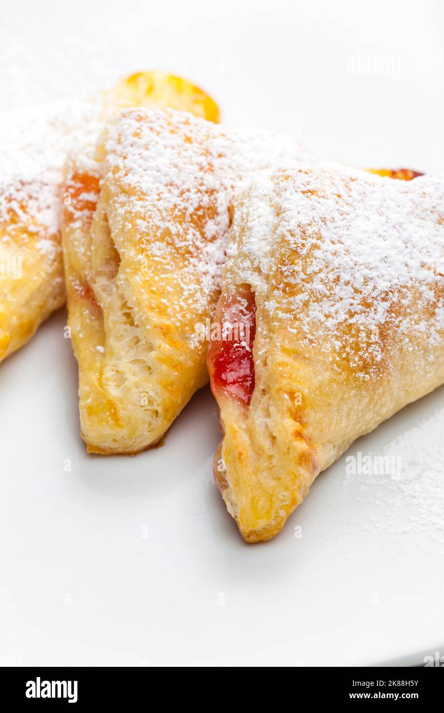 homemade puff pastry filled with strawberry jam Stock Photo - Alamy