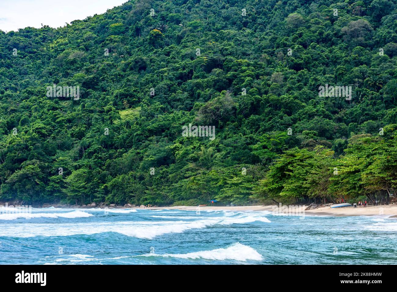 Beautiful paradise beach surrounded by rainforest in Trindade, municipality of Paraty, Rio de Janeiro Stock Photo