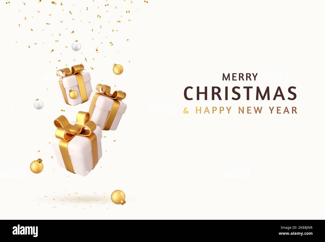3d Merry Christmas and Happy New Year. Background Stock Vector Image ...