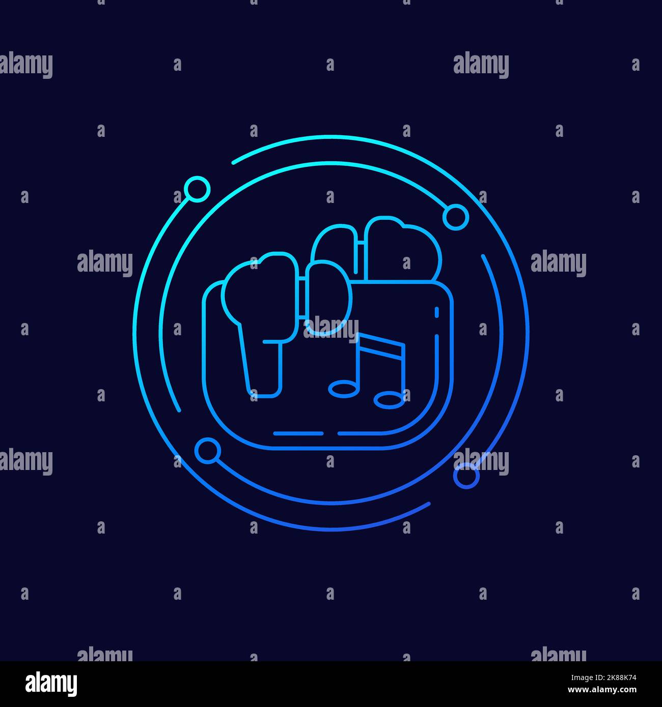 headphones, earbuds in case line vector icon Stock Vector