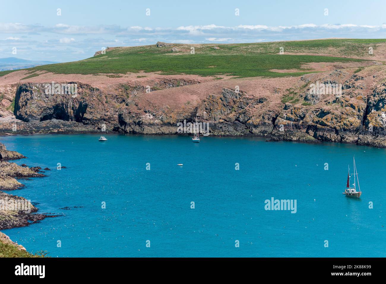 The marine and wildlife reserve of Skomer Island off the west coast of Wales, UK Stock Photo