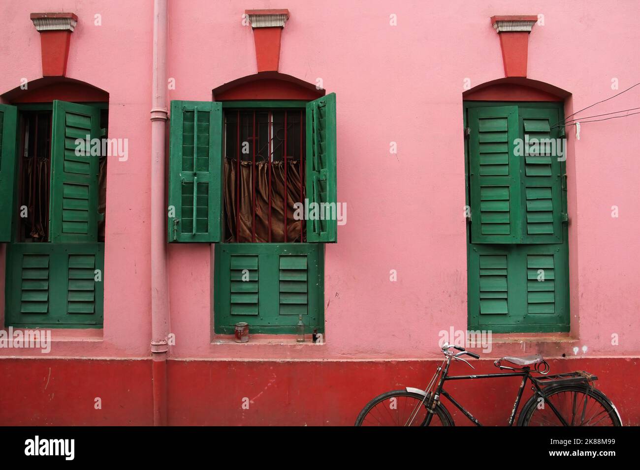 the wall of a old house painted newly Stock Photo Alamy