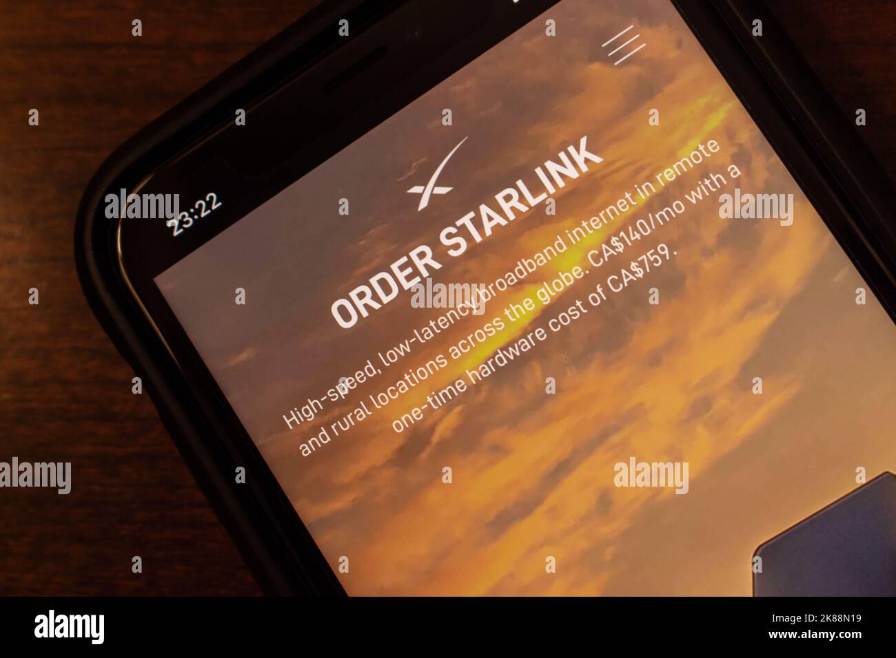 Website of Starlink, satellite constellation by SpaceX, on