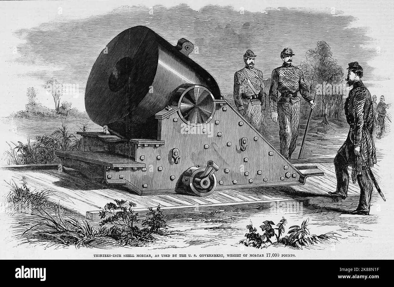 Thirteeninch shell mortar, as used by the U. S. Government, weight of