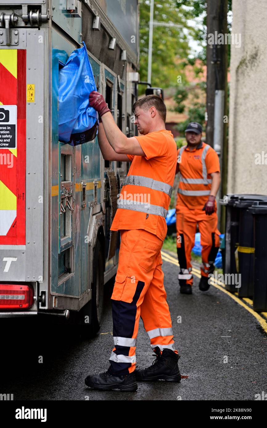 Recycling weekly waste collection. Cardboard waste sorted by household