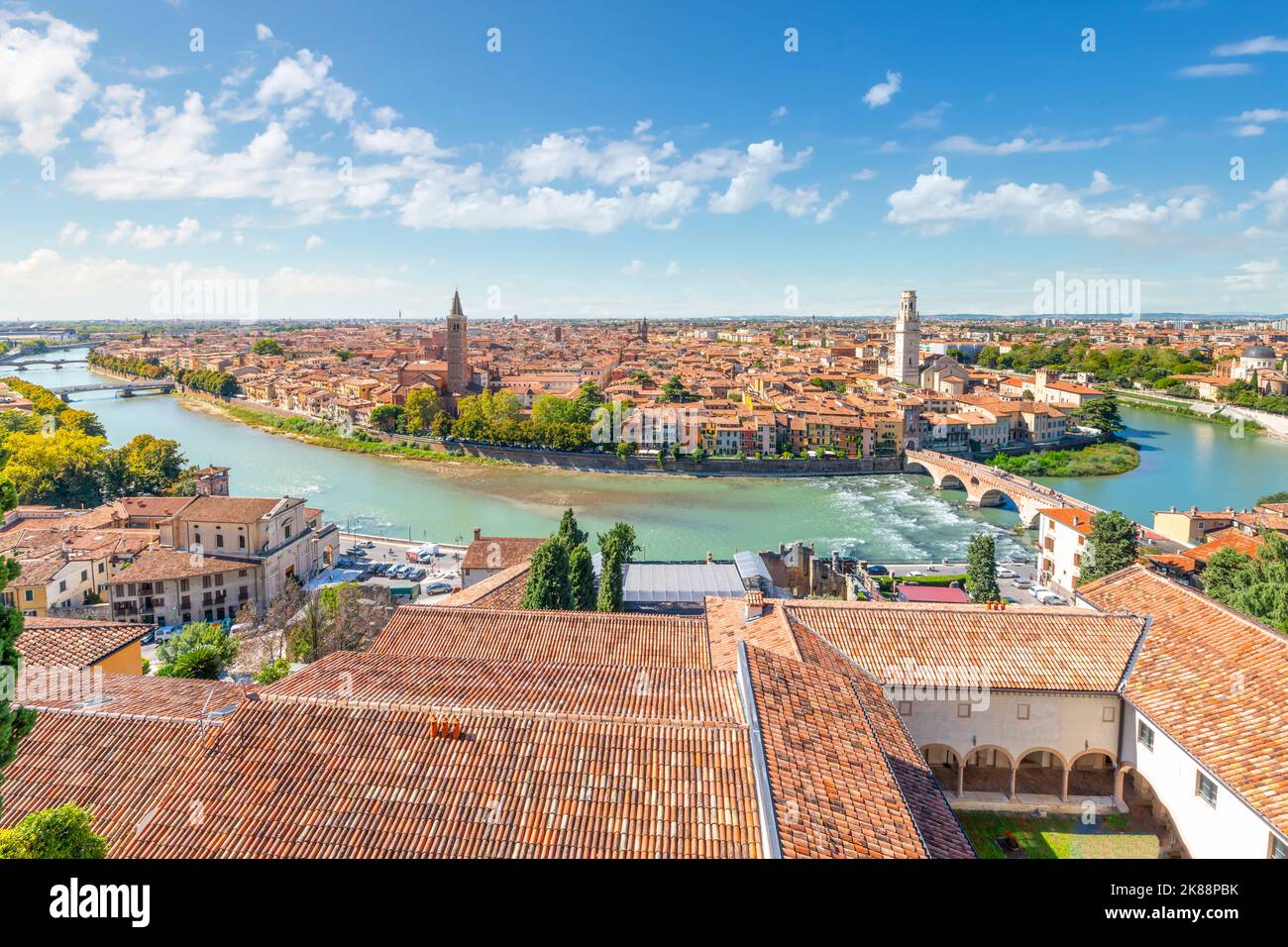 View Of The Historic Center Of The City Of Verona Italy And The Ponte view-of-the-historic-center-of-the-city-of-verona-italy-and-the-ponte