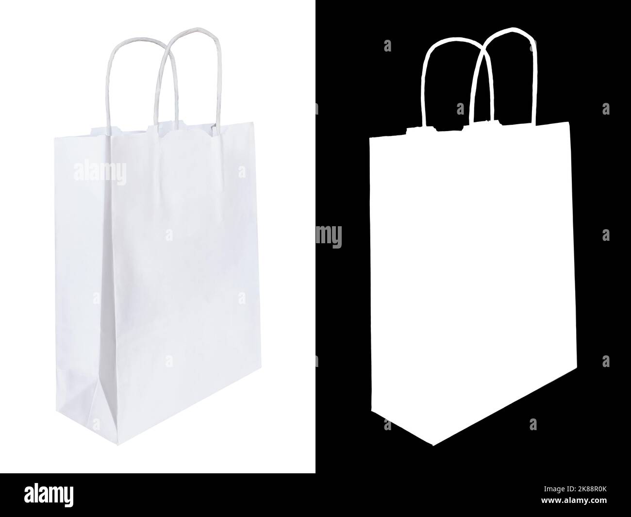 White paper bag Isolated on white background with clipping mask and path Stock Photo
