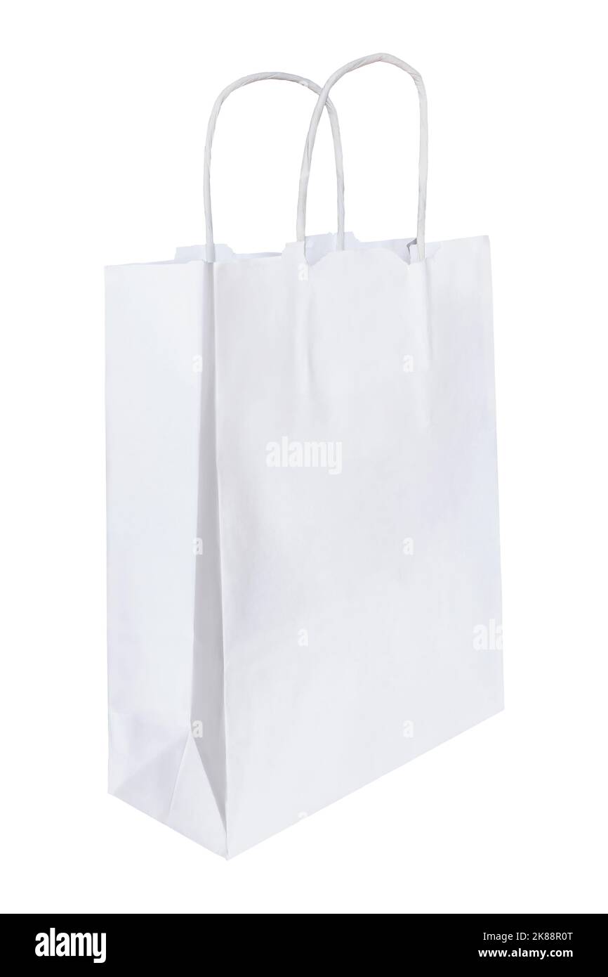 White paper bag Isolated on white background with clipping mask and path Stock Photo