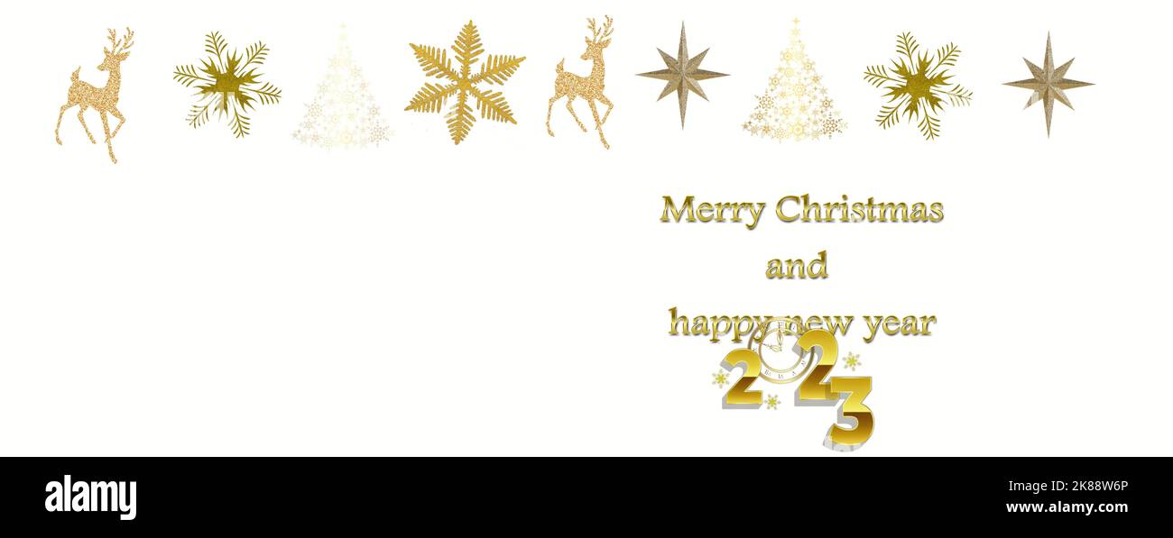 Minimalist merry Christmas and happy new year 2023 greeting card with ...