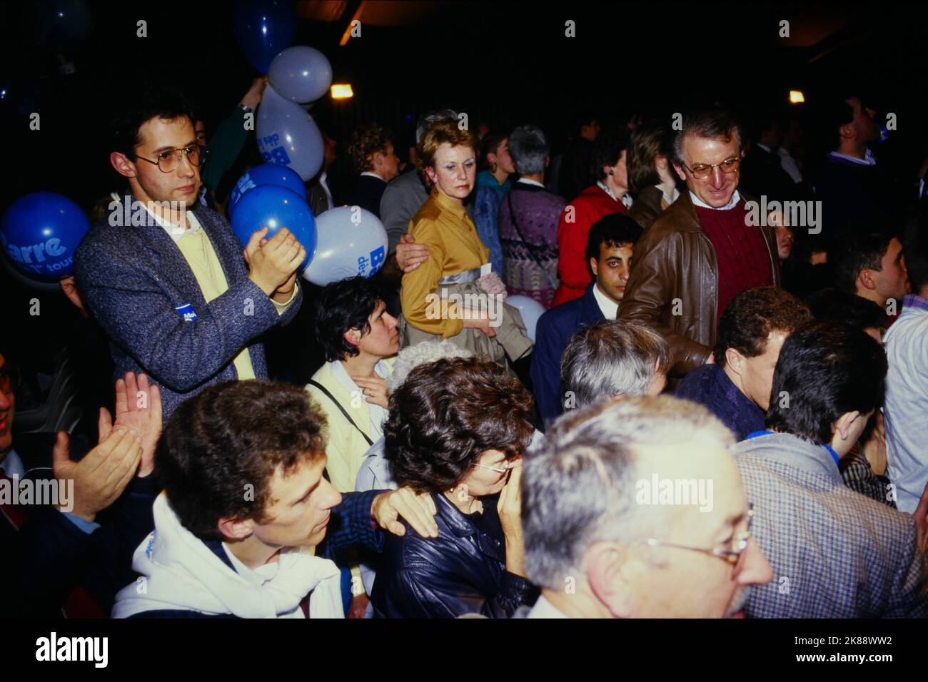 Presidential elections : Raymond Barre campaigns in Clermont-Ferrand, Puy-de-Dome, France, 1988 Stock Photo