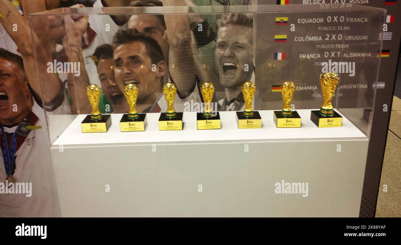 Rio de Janeiro, Brazil - 11.01.2014 - World cup trophies on display at ...