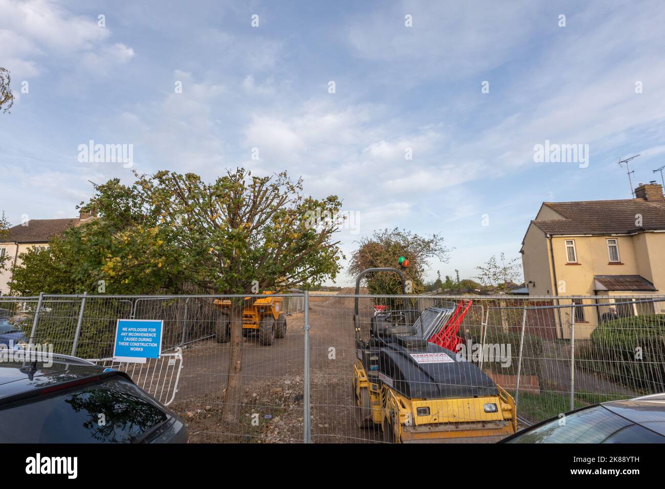 Rochford, UK. 21st Oct 2022. Activists from Save Holt Farm Oak Tree have built a platform and