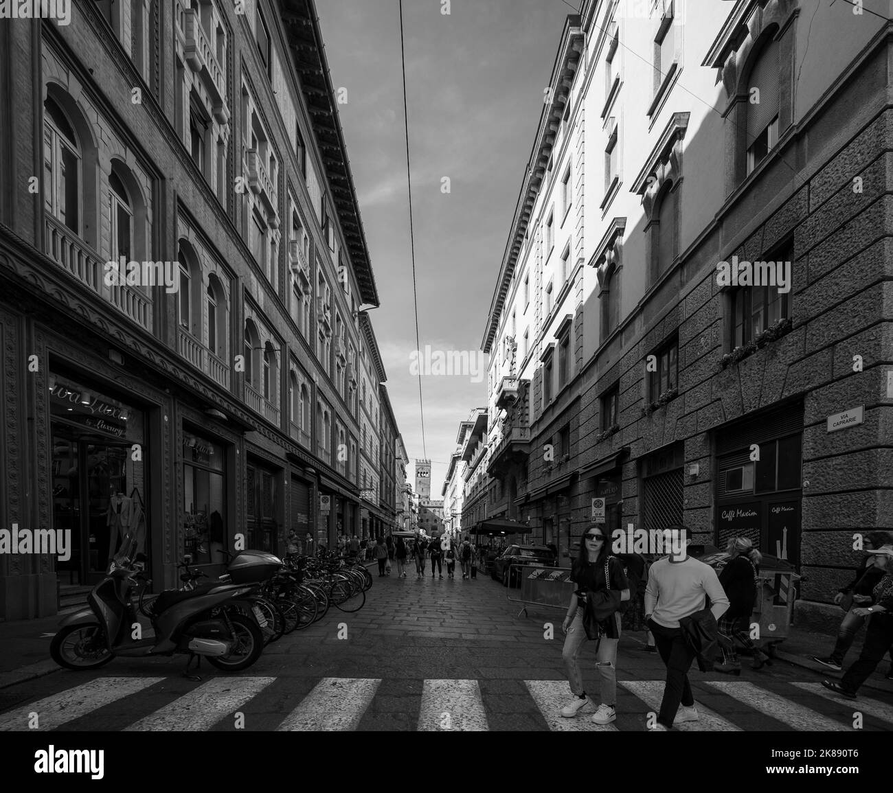 Italy, October 2022 Architecture and art in black and white in the