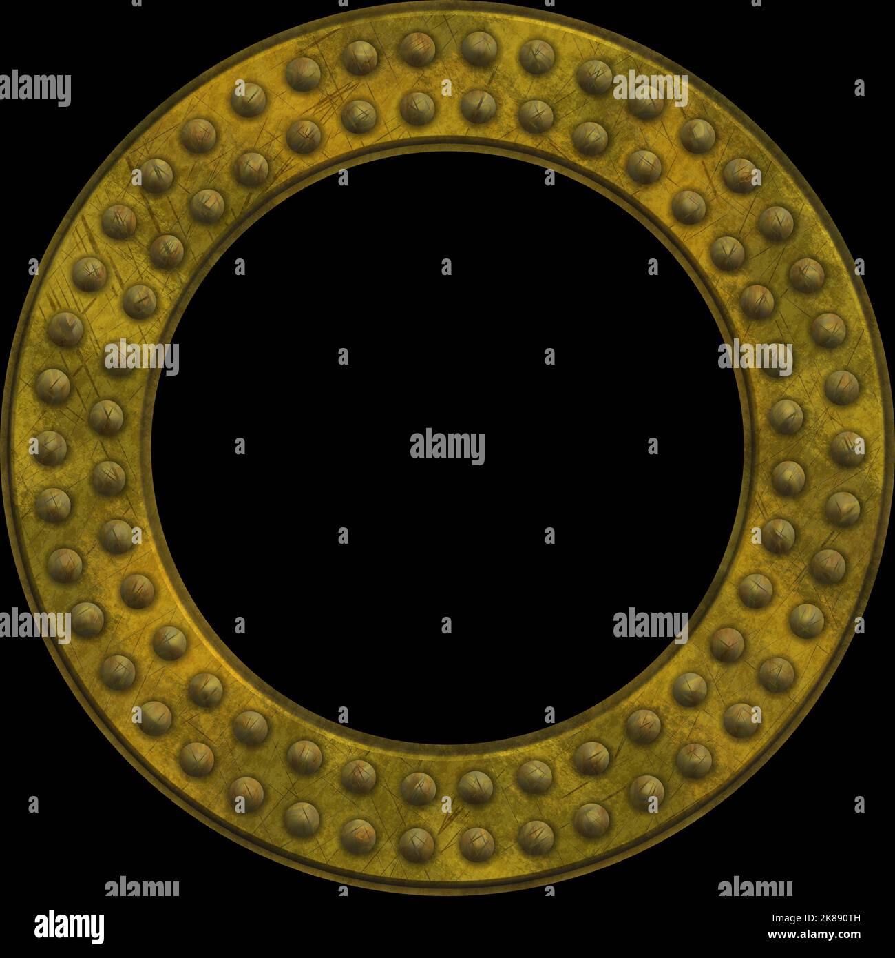 Rusty riveted metal ring with rivet joints seamless texture, detailed