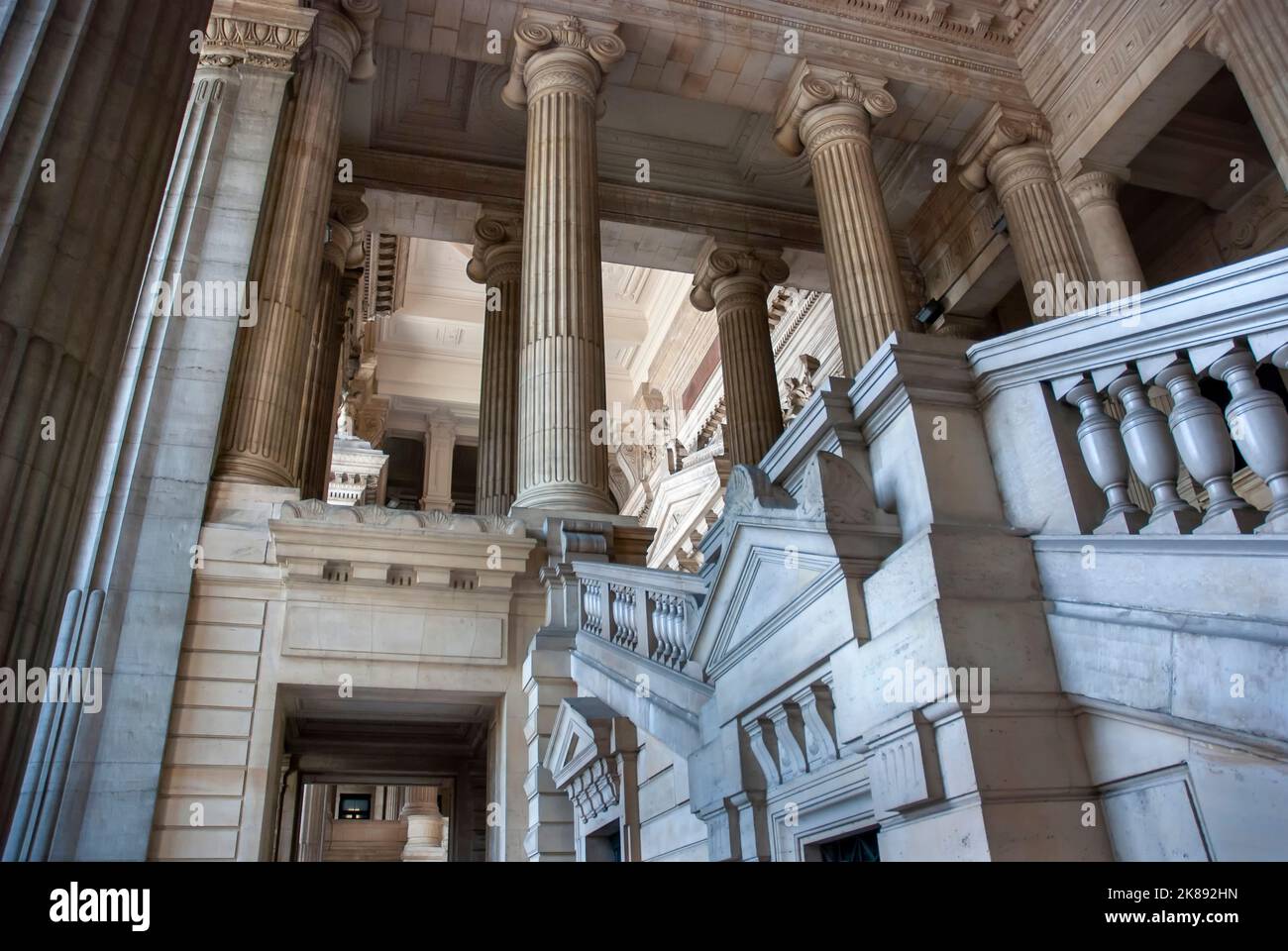 Staircase and colonnade of the Palace of Justice, Brussels, Belgium Stock Photo