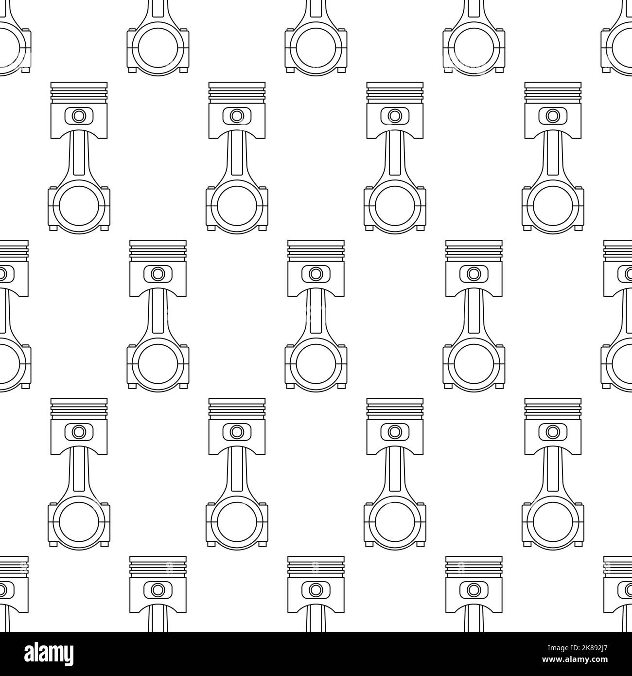 Seamless pattern of an engine piston with connecting rod Stock Vector