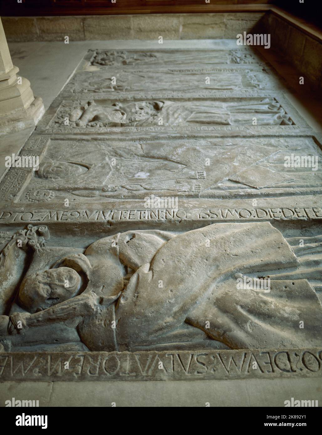 Tombs under the floor, where many abbots of the monastery were buried. Stock Photo