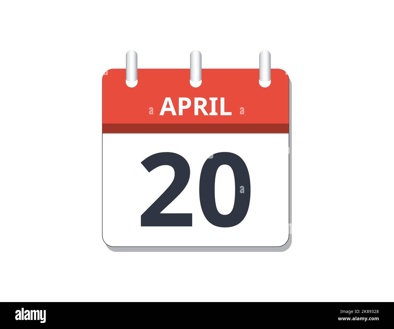 April 20th calendar icon vector. Concept of schedule, business and