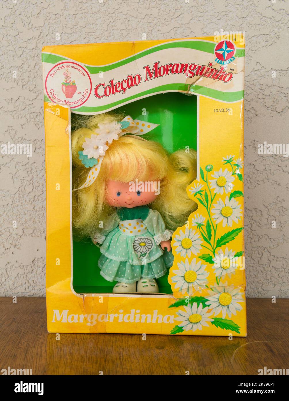 Tres Coroas, Brazil - Circa August 2022: 'Little Daisy' doll (Margaridinha) from the 1987 Strawberry Shortcake Brazilian collection 'Fruits and Flower Stock Photo
