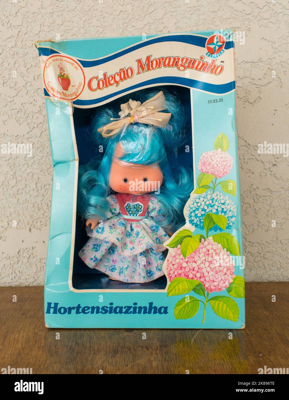 Tres Coroas, Brazil - Circa August 2022: 'Little Hydrangea' doll (Hortensiazinha) from the 1987 Strawberry Shortcake Brazilian collection 'Fruits and Stock Photo