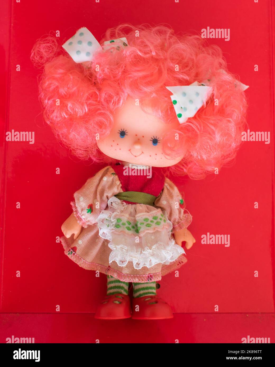 Tres Coroas, Brazil - Circa August 2022: Close up of a Strawberry shortcake doll from 1987, from the Brazilian collection 'Fruits and Flowers' by Estr Stock Photo