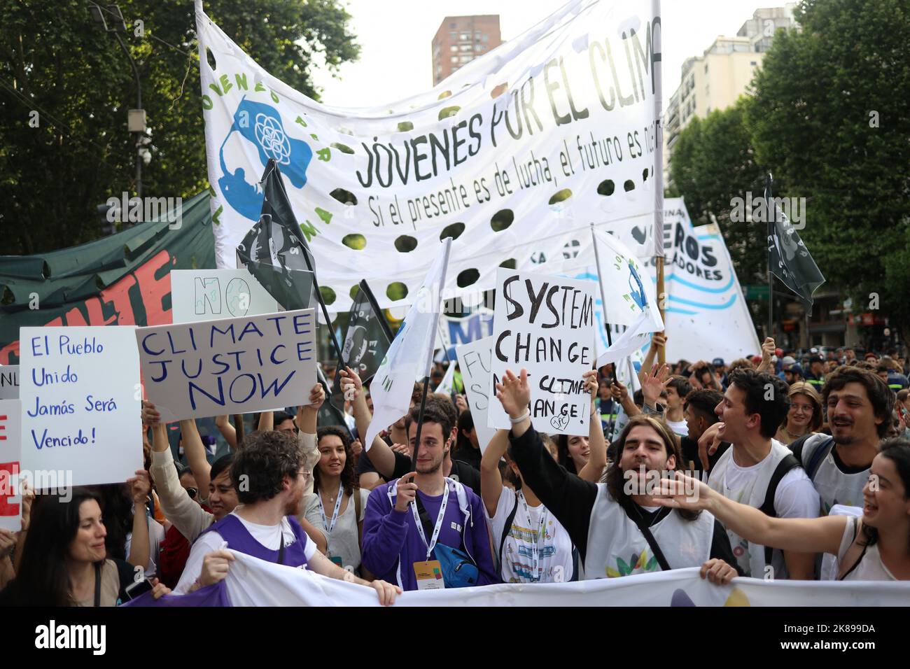 Activists from the Extinction Rebellion protest during the climate conference C40 World Mayors Summit, in Buenos Aires, Argentina, October 21, 2022. REUTERS/Cristina Sille Stock Photo
