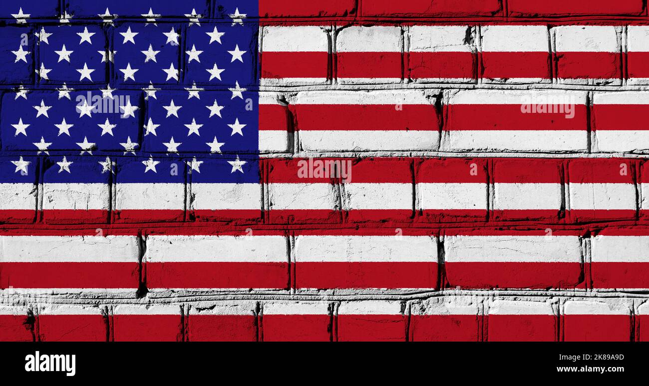 Flag of the United States of America on a brick wall texture Stock ...