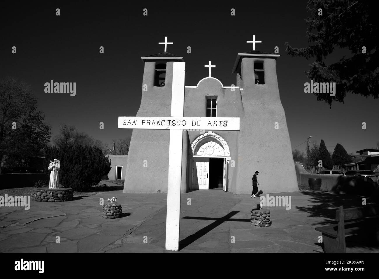 The historic 18th century Saint Francis de Asis Catholic Mission Church in Rancho de Taos, New