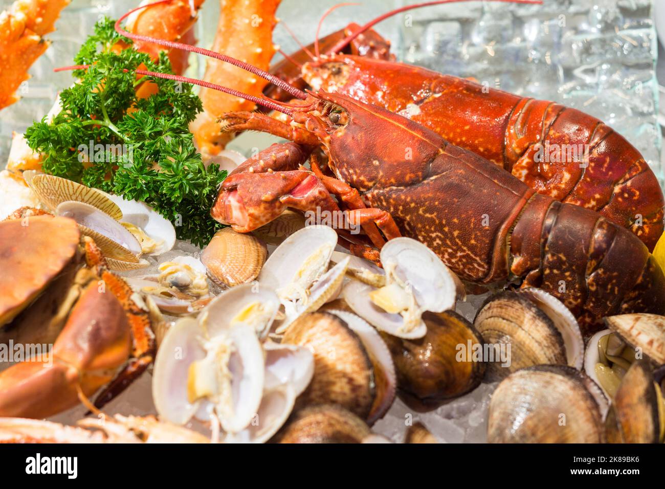 A seafood buffet at a hotel restaurant in Bangkok, Thailand Stock Photo