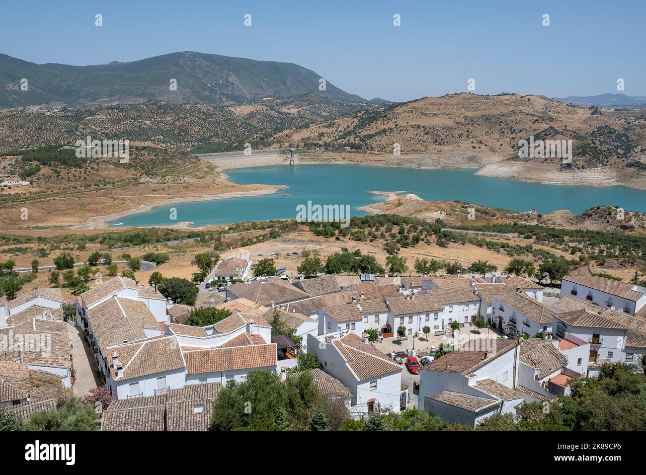 view over lake from zahara de la sierra ronda cadiz Stock Photo - Alamy