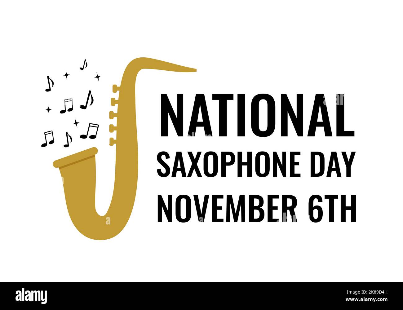 National Saxophone Day typography poster. Annual holiday on November 6. Vector template for banner, flyer, sticker, etc Stock Vector