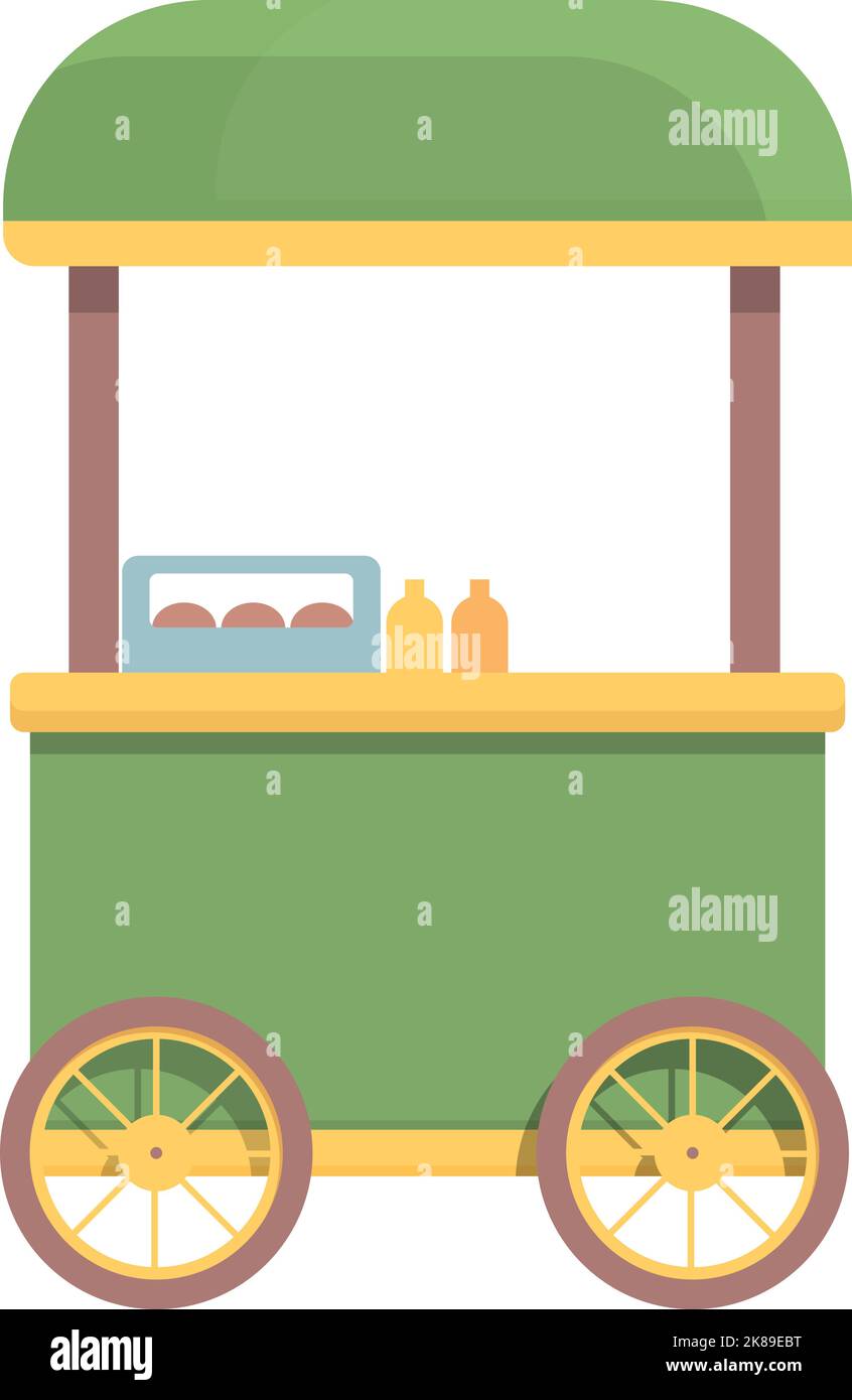 Snack cart icon cartoon vector. Street food. Snack festival Stock