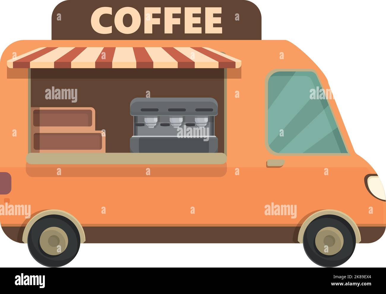 City coffee van icon cartoon vector. Street market. Food shop Stock Vector