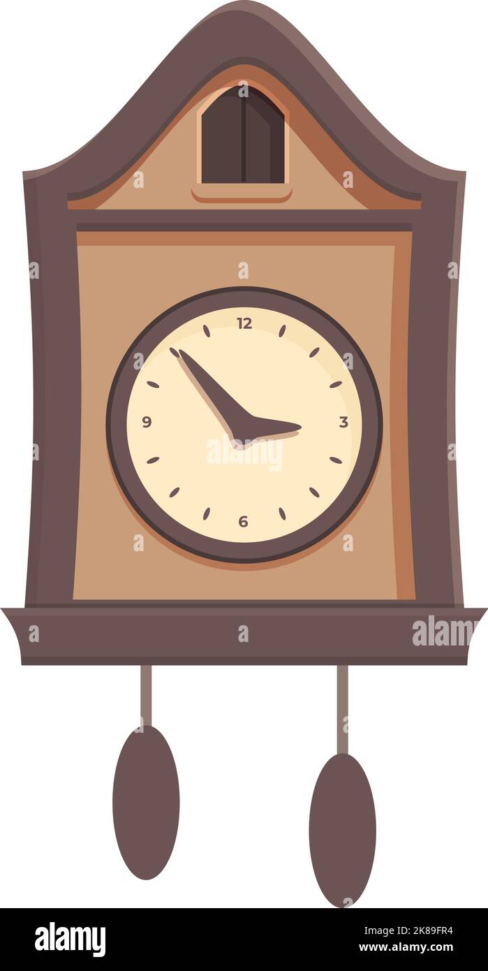 Bird Cuckoo Clock icon cartoon vector. Old watch. History chain Stock