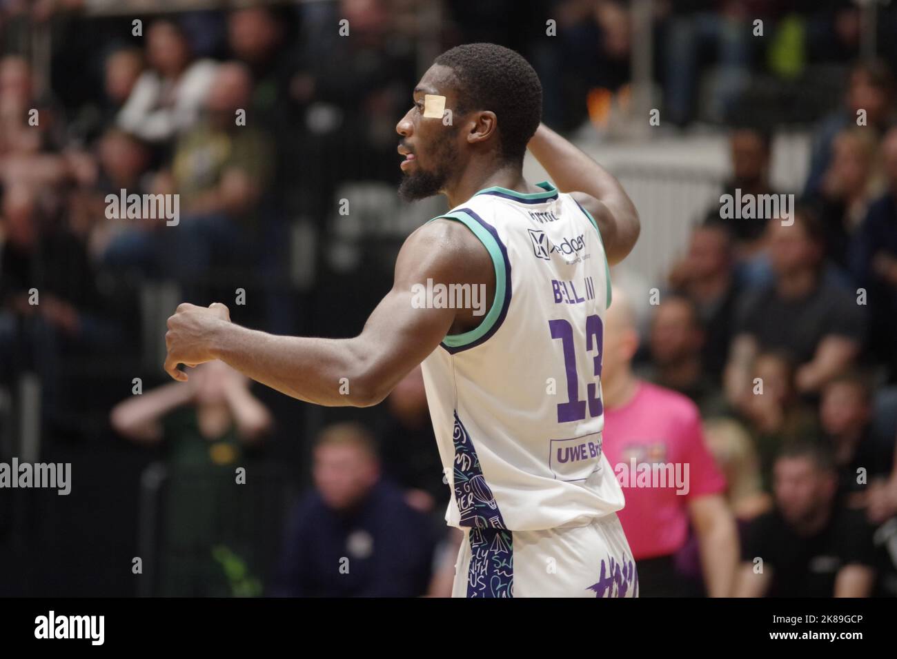Newcastle, England, 7 October 2022. Thomas Bell III playing for Bristol Flyers in a BBL Championship match against Newcastle Eagles at the Vertu Motors Arena. Credit: Colin Edwards/Alamy Live News. Stock Photo