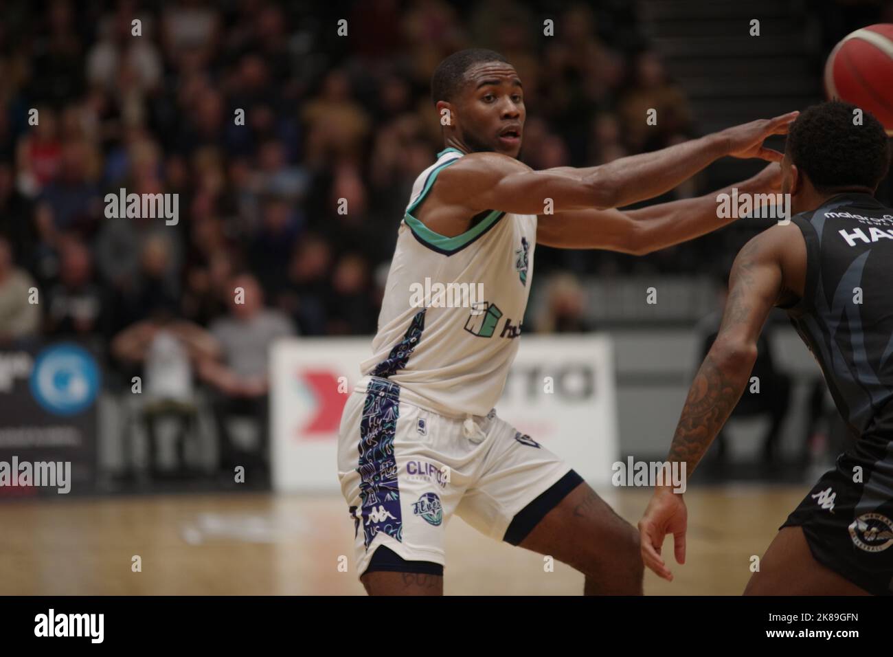 Newcastle, England, 7 October 2022. Jelani Watson-Gayle playing for Bristol Flyers in a BBL Championship match against Newcastle Eagles at the Vertu Motors Arena. Credit: Colin Edwards/Alamy Live News. Stock Photo