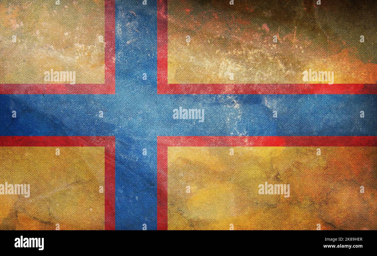 retro flag of Baltic Finns Ingrian Finns with grunge texture. flag representing ethnic group or culture, regional authorities. no flagpole. Plane desi Stock Photo
