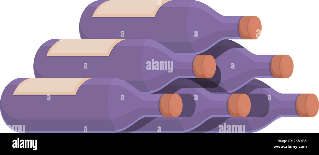 Wine bottle stack icon cartoon vector. Cellar winery. Store drink Stock