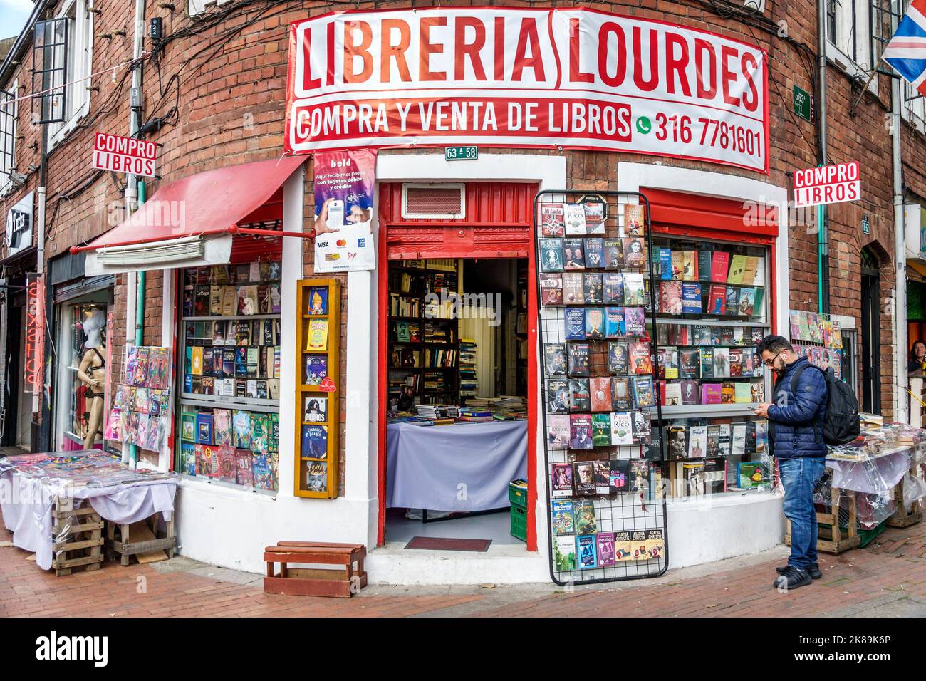 Bogota Colombia,Chapinero Norte Plaza de Lourdes,library bookstore books sale display store stores business businesses shop shops market markets marke Stock Photo
