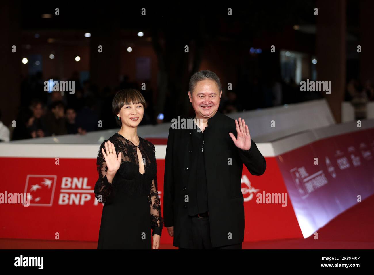 Rome, Italy. 21st Oct, 2022. (l) Liu Xuan and (r) Zhang Yuan attend the red carpet of the movie 'Lu Guan - The hotel' at the Rome Film Fest at Auditorium Parco della Musica. Credit: SOPA Images Limited/Alamy Live News Stock Photo