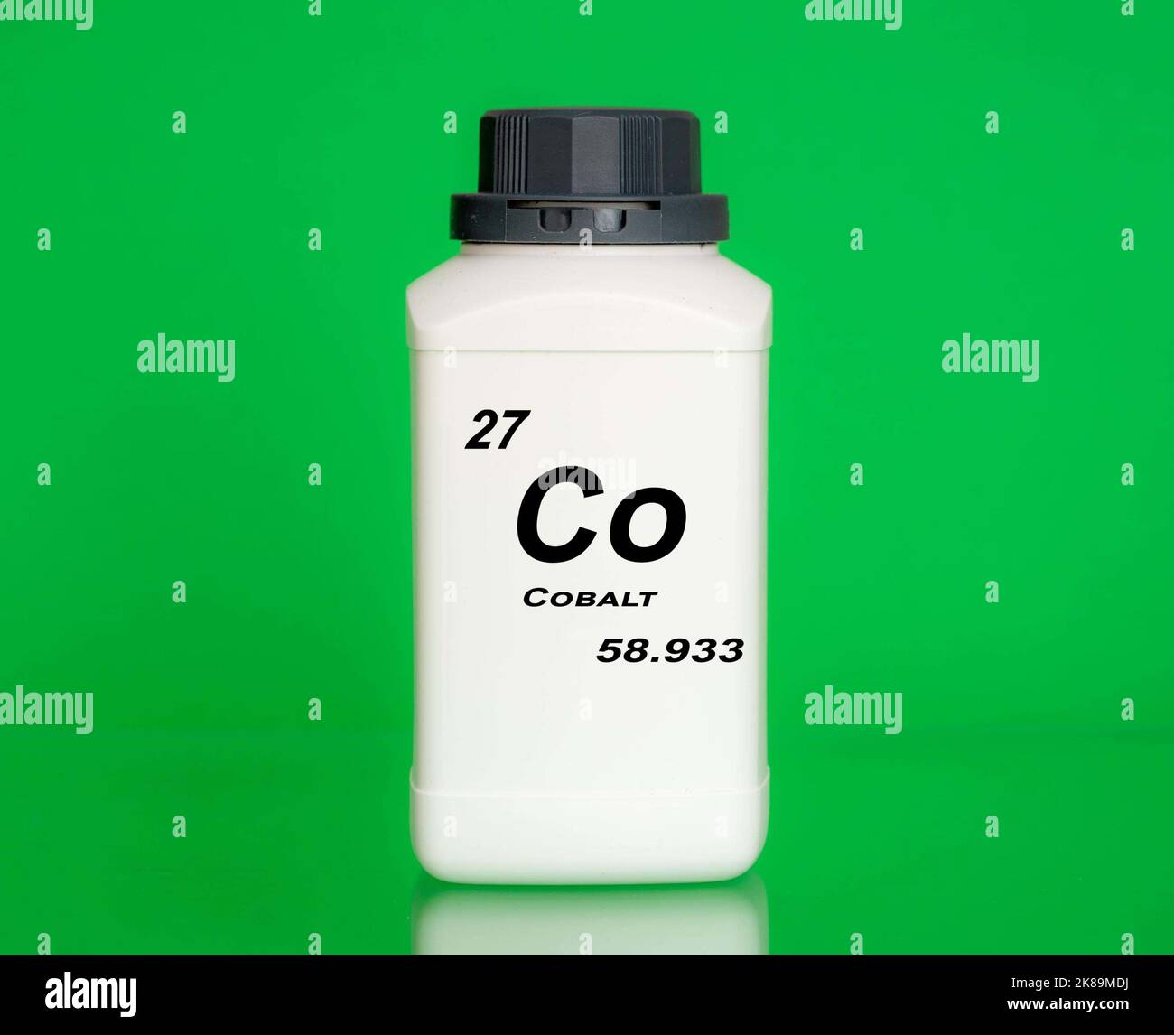 Container of the chemical element cobalt Stock Photo